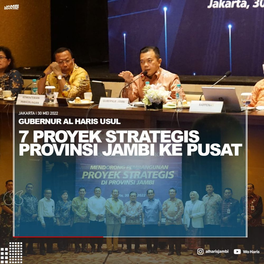 
Gubernur Al Haris Hadir pada Focus Group Discussion (FGD) Pembangunan Proyek Strategis di Provinsi Jambi, bertempat di Hotel Grand Hyaat Kav. 28-30 Jakarta Pusat, Senin (30/05/2022)