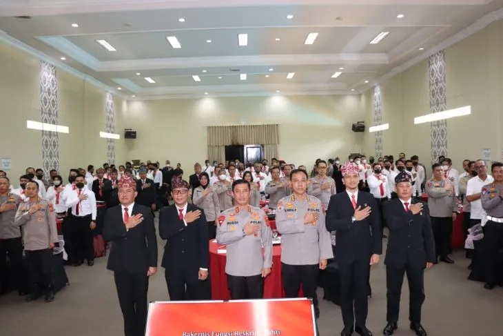 Kapolda Jambi, Inspektur Jenderal Polisi Rusdi Hartono, dalam  Rapat Kerja Teknis (Rakernis) Fungsi Reskrim, Tahti Polda Jambi dan jajaran tahun anggaran 2022